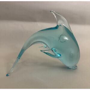 Vintage Murano Art Glass Dolphin Figurine, Cobalt Blue